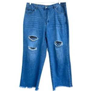 SHEIN Curve Distressed Wide Leg Jeans 3XL